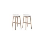 Chaise en plastique blanc et pieds en bois homesight riva, 2 pi�ces