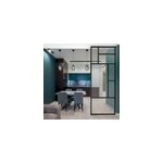 Claustra avec vitrage et structure en mdf noir mat style industriel 244, 5 x 89, 4 x 4 cm Claustra avec vitrage et structure en mdf noir mat style industriel 244, 5 x 89, 4 x 4 cm