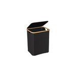 Coffre  linge avec couvercle renforc l. 41 x h. 50 x p. 33 cm, noir et bambou, wenko ecori