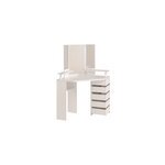Coiffeuse avec miroir, clairage intgr, tagre, 5 tiroirs blanc volage