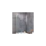 Colonne bain douche thermostatique avec tablette, pomme de t�te ronde, douchette et flexible, chrome, ...