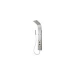 Colonne de douche hydromassante thermostatique avec pommeau + douchette + flexible, gris acier bross, ...