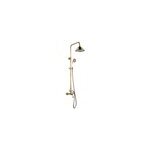 Colonne de douche m�canique avec pommeau + douchette 1 jet + flexible + barre r�glable, vieux bronze, ...