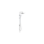 Colonne de douche sans robinetterie avec pommeau + douchette 1 jet + flexible + barre r�glable, chrome, ...