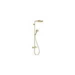 Colonne de douche thermostatique avec pommeau + douchette 1 jet + flexible + barre r�glable, dor�, hansgrohe ...
