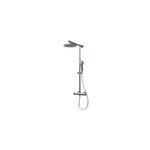 Colonne de douche thermostatique avec pommeau + douchette + flexible + barre r�glable, coloris inox, ...