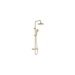 Colonne de douche thermostatique ronde avec douchette, pomme de douche, barre rglable et mitigeur, dor ...