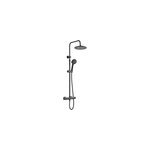 Colonne de douche thermostatique ronde avec douchette, pomme de douche, barre rglable et mitigeur, noir ...
