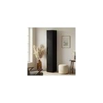 Colonne meuble tv noir avec 3 portes goodhome atomia h. 187 x l. 37 x p. 35 cm