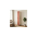 Colonne meuble tv terracotta et effet ch�ne avec 3 portes goodhome atomia h. 187 x l. 37 x p. 45 cm