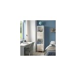 Colonne de rangement blanche sur pieds avec tiroirs et porte effet ch�ne goodhome atomia h. 161 x l. ...