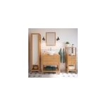 Meuble sous vasque � poser l. 80 x h. 80, 6 x p. 45 cm, 2 tiroirs, placage ch�ne, goodhome perma