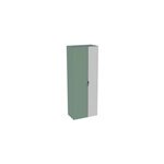 Colonne de salle de bains suspendue 2 portes vert sauge mat et miroir l. 60 cm x h. 160 x p. 35 cm, pamili ...
