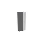 Colonne de salle de bains suspendue 2 portes gris anthracite brillant et miroir l. 60 cm x h. 160 x p. ...