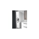 Colonne de salle de bains suspendue blanche l. 30 x h. 150 x p. 30 cm, 2 portes amorties et 1 niche, ...