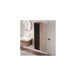 Colonne de salle de bains suspendue noir mat l. 39 x h. 160 x p. 31 cm, 2 portes ouverture � gauche, ...