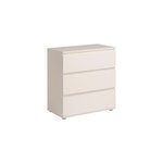 Commode 3 tiroirs blanche sans poignes l. 76, 7 x h. 76, 7 x p. 39, 9 cm, parisot neo