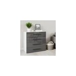 Commode blanche et anthracite brillant 4 tiroirs goodhome atomia h. 75 x l. 75 x p. 47 cm