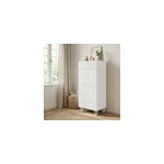 Commode blanche sur pieds 6 tiroirs chambre enfant goodhome atomia h. 123 x l. 50 x p. 45 cm