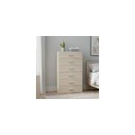 Commode effet ch�ne 6 tiroirs goodhome atomia h. 112, 5 x l. 75 x p. 45 cm