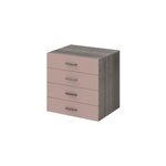 Commode rose taupe et effet ch�ne gris� avec 4 tiroirs goodhome atomia h. 75 x l. 75 x p. 58 cm