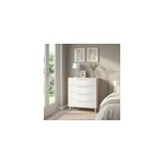 Commode sur pieds blanche et effet ch�ne 4 tiroirs goodhome atomia h. 86 x l. 75 x p. 45 cm