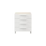 Commode sur pieds blanche et effet chne 4 tiroirs goodhome atomia h. 86 x l. 75 x p. 45 cm