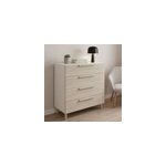 Commode sur pieds blanche et effet ch�ne 4 tiroirs goodhome atomia h. 86 x l. 75 x p. 47 cm
