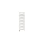 Commode sur pieds blanche et effet chne 6 tiroirs goodhome atomia h. 123, 5 x l. 37, 5 x p. 45 cm