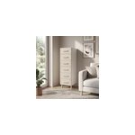 Commode sur pieds blanche et effet ch�ne 6 tiroirs goodhome atomia h. 123, 5 x l. 37, 5 x p. 47 cm