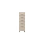 Commode sur pieds blanche et effet chne 6 tiroirs goodhome atomia h. 123, 5 x l. 37, 5 x p. 47 cm