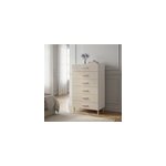 Commode sur pieds blanche et effet ch�ne 6 tiroirs goodhome atomia h. 123, 5 x l. 75 x p. 47 cm