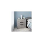 Commode sur pieds effet ch�ne gris� 4 tiroirs goodhome atomia h. 80 x l. 75 x p. 45 cm