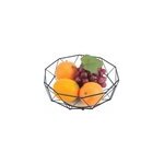 Corbeille  fruits ronde avec formes gomtriques en mtal noir et bambou