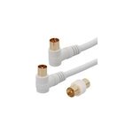 Cordon tv prises coud�es m�le / femelle + adaptateur tv 9. 52mm m�le / m�le - blanc connecturs plaqu�s ...
