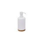 Distributeur de savon � pompe 270 ml en polyr�sine blanc et bambou, 5five modern