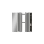 Dressing avec rideau et porte miroir effet chne gris goodhome atomia h. 187, 5 x l. 200 x p. 45 cm