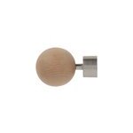 Embout boule pour barre � rideau bois de h�tre, chrom� mat �28mm mobois