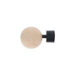 Embout boule pour barre � rideau bois de h�tre, noir mat �28mm mobois