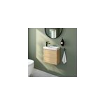 Ensemble meuble lave - mains etty effet ch�ne l. 44 cm + plan vasque lave - mains terrazzo