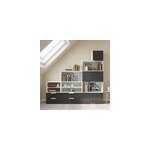 Ensemble de meubles de rangement sous pente et / ou comble blancs et anthracite brillant goodhome atomia ...