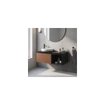 Ensemble meubles de salle de bains kentia l. 100 cm effet noyer et noir mat avec plan de toilette cad�lia ...