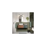 Ensemble meubles de salle de bains kentia l. 100 cm effet noyer et vert fort avec plan de toilette cadlia ...
