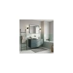 Ensemble meubles de salle de bains kentia l. 100 cm vert for�t avec plan de toilette cad�lia effet marbre ...
