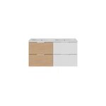 Ensemble meubles de salle de bains kentia l. 120 cm blanc mat et effet chêne avec plan double vasque ... Ensemble meubles de salle de bains kentia l. 120 cm blanc mat et effet chêne avec plan double vasque ...
