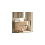 Ensemble meubles de salle de bains kentia l. 120 cm effet ch�ne et blanc mat avec plan double vasque ...