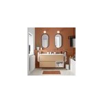 Ensemble meubles de salle de bains kentia l. 120 cm effet chne et blanc mat avec plan double vasque ...