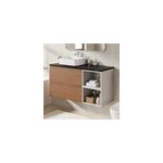 Ensemble meubles de salle de bains kentia l. 120 cm effet noyer et beige cachemire avec plan de toilette ...