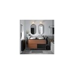 Ensemble meubles de salle de bains kentia l. 120 cm effet noyer avec plan de toilette cadlia effet marbre ...