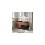 Ensemble meubles de salle de bains kentia l. 120 cm effet noyer avec plan de toilette cad�lia effet marbre ...